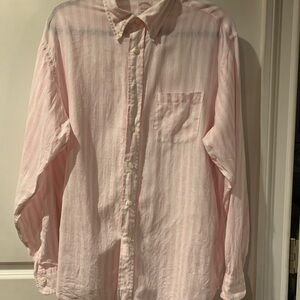 Brooks Brothers linen Pink Striped Button-Up Shirt